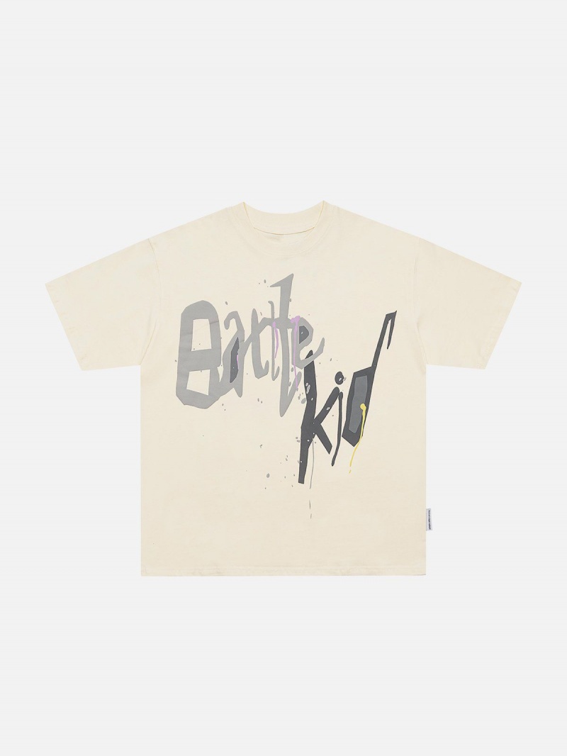 Bordeaux  T Shirts Aelfric Eden Graffiti Letter Print Tee - QCZ-1466320